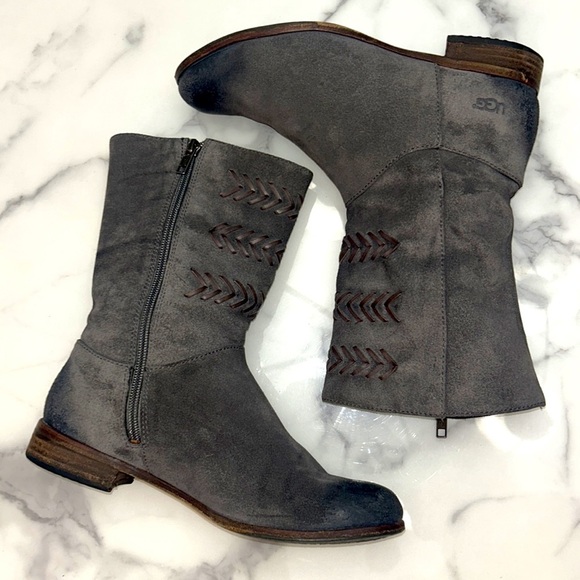UGG Cailyn Distressed Suede Boots Side Zip Gray Size 8 - Picture 3 of 14